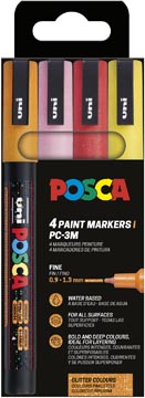 etui  pf 4 posca pc3m paillette assortiment (j/re/r/o)