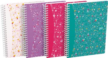 Oxford Floral hardcover spiraalschrift, ft A5, 60 vel, geruit 5 mm, 4 geassorteerde designs