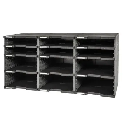 modulodoc 12 open vakken (6 normale + 6 jumbo) ecoblack - donkergrijs, 354x864x422mm