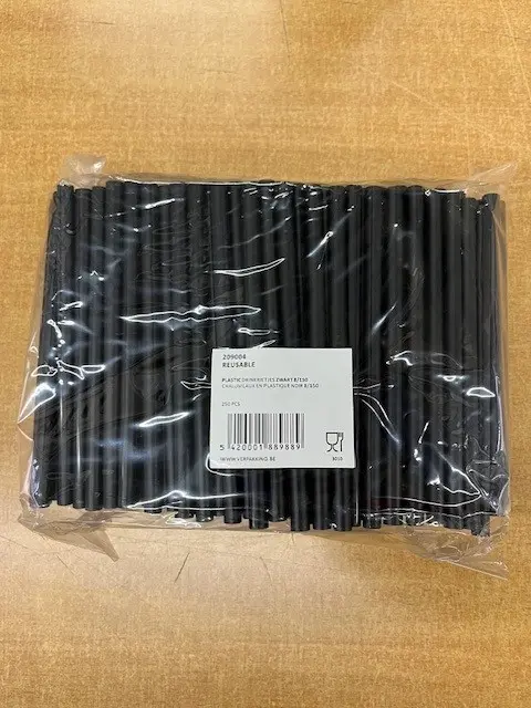 rietjes plastic reusable 8 dia 15cm zwart 250 stuks