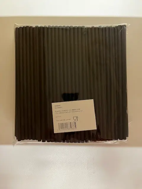 rietjes plastic reusable 6 dia 19,7cm zwart 250 stuks