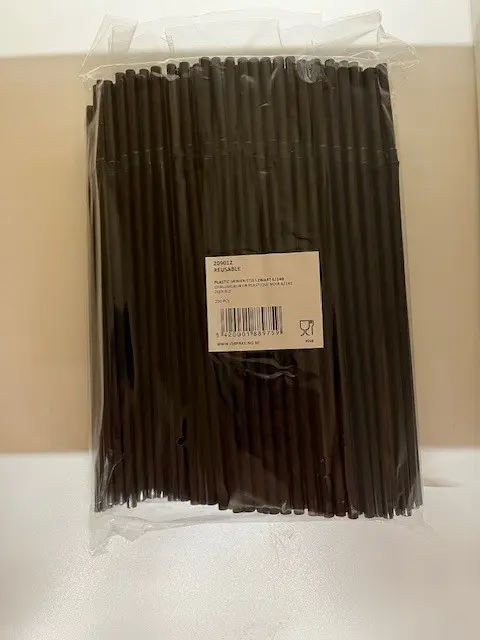 rietjes plastic reusable 6 dia 25cm zwart 250 stuks