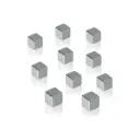 Magneten Sigel voor glasbord, set 10stuks, zilverkleurig, C5, sterk, vierkant,10mm