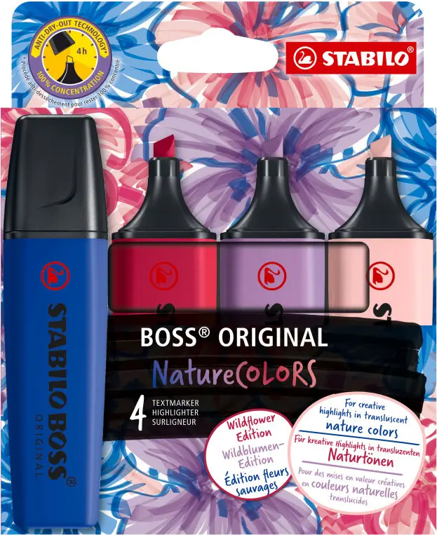Stabilo Boss Wildflowers Cardboard Wallet 4 Pcs