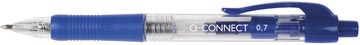 Q-Connect Balpen, Retractable, 0,7 Mm, Medium Punt, Blauw, per doos van 10 stuks