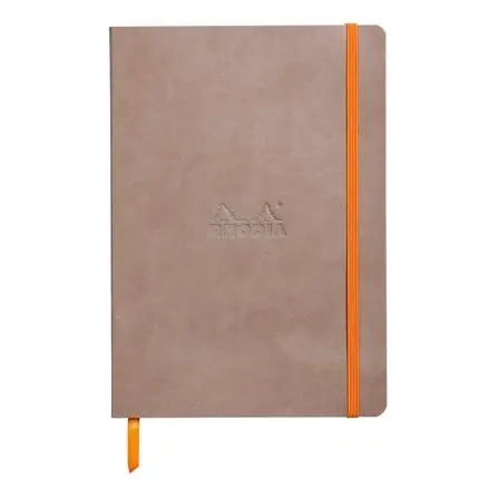 Rhodiarama Softcover Notitieboek Taupe A5 80 Blad Geruit 5/5 Ivoorkleurig Papier 90 G/M2, Sluiting Met Elastiek - Taupe - New 