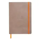 Rhodiarama Softcover Notitieboek Taupe A5 80 Blad Geruit 5/5 Ivoorkleurig Papier 90 G/M2, Sluiting Met Elastiek - Taupe - New 