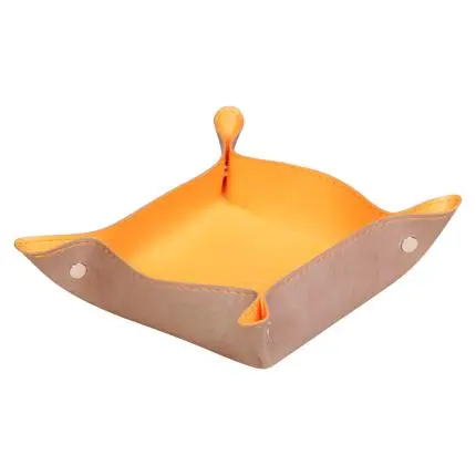 Rhodiarama Omkeerbaar Prullenbakje In Italiaans Kunstleer 12X12X4,5 Cm - Taupe