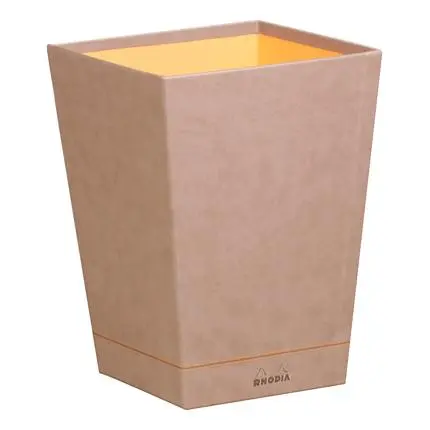 Rhodiarama Prullenmand In Italiaans Kunstleer 27X27X32 Cm - Taupe