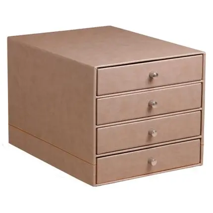 Rhodiarama Box Met 4 Laden In Italiaans Kunstleer 24,8X32,7X22,8 Cm - Taupe
