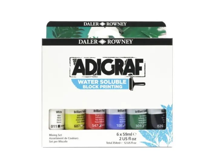 Daler Rowney Adigraf Water Soluble Block Printing Ink Set 6X59ML