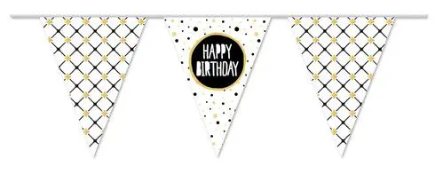 Vlaggenlijn ’Happy Birthday’ Festive Gold (10M)