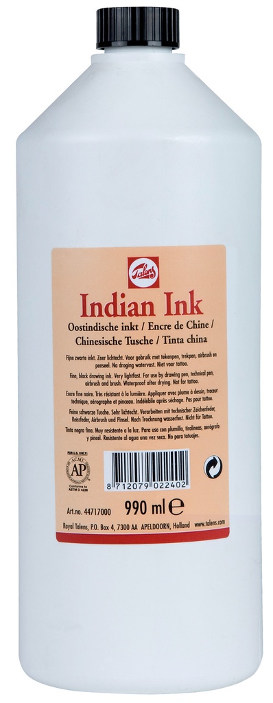 Talens Oostindische Inkt Fles 490 Ml Zwart 700