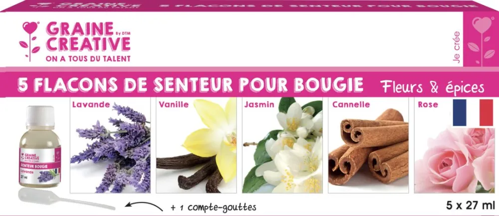 Pack Of 5 X 27 Ml Bottles Of Candle Scents + Drop Counter Bloemen En Kruiden