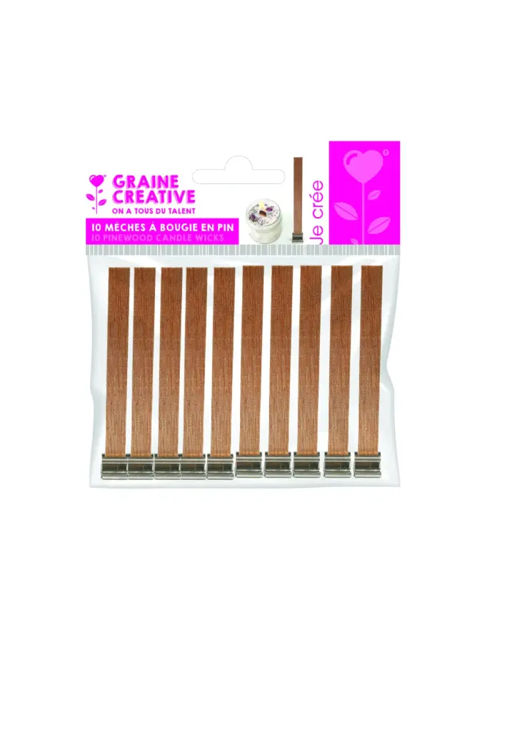Wooden Candle Wicks + Metal Bases 13 Mm X 130 Mm (10 Pcs)