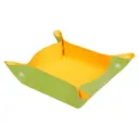 Rhodiarama omkeerbaar prullenbakje in Italiaans kunstleer 12x12x4,5 cm - Anijsgroen