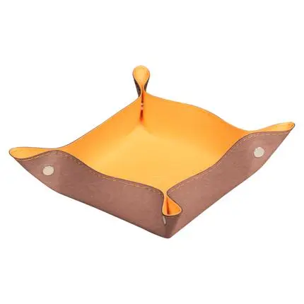 Rhodiarama omkeerbaar prullenbakje in Italiaans kunstleer 12x12x4,5 cm - Bois-de-rose