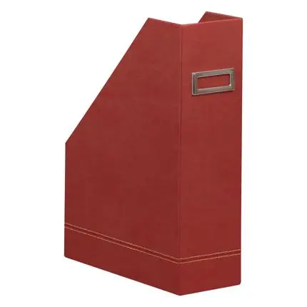 Rhodiarama Tijdschriftenhouder In Italiaans Kunstleer 10X25X31 Cm - Oranjerood