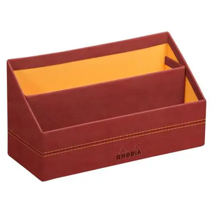 Rhodiarama Brievenhouder In Italiaans Kunstleer 25X10X14 Cm - Oranjerood
