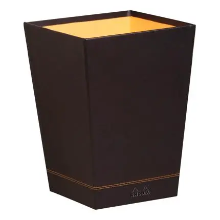 Rhodiarama Prullenmand In Italiaans Kunstleer 27X27X32 Cm - Zwart