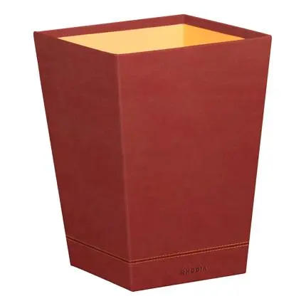 Rhodiarama Prullenmand In Italiaans Kunstleer 27X27X32 Cm - Oranjerood