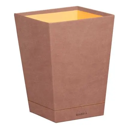 Rhodiarama Prullenmand In Italiaans Kunstleer 27X27X32 Cm - Bois-De-Rose