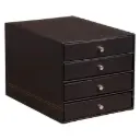 Rhodiarama Box Met 4 Laden In Italiaans Kunstleer 24,8X32,7X22,8Cm  - Zwart