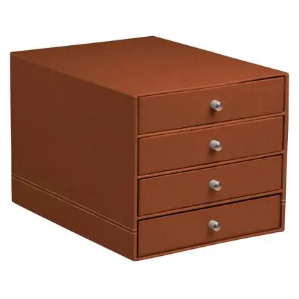 Rhodiarama Box Met 4 Laden In Italiaans Kunstleer 24,8X32,7X22,8 Cm - Koper