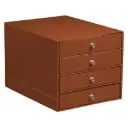 Rhodiarama box met 4 laden in Italiaans kunstleer 24,8x32,7x22,8 cm - Koper