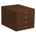 Rhodiarama Box Met 4 Laden In Italiaans Kunstleer 24,8X32,7X22,8 Cm - Brons