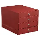 Rhodiarama Box Met 4 Laden In Italiaans Kunstleer 24,8X32,7X22,8 Cm - Oranjerood