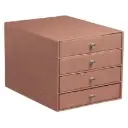 Rhodiarama Box Met 4 Laden In Italiaans Kunstleer 24,8X32,7X22,8 Cm - Bois-De-Rose