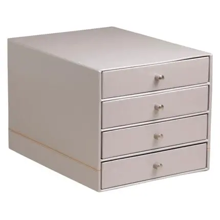 Rhodiarama Box Met 4 Laden In Italiaans Kunstleer 24,8X32,7X22,8 Cm - Zilver