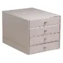 Rhodiarama Box Met 4 Laden In Italiaans Kunstleer 24,8X32,7X22,8 Cm - Zilver