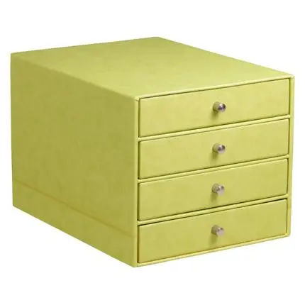 Rhodiarama Box Met 4 Laden In Italiaans Kunstleer 24,8X32,7X22,8 Cm - Anijsgroen