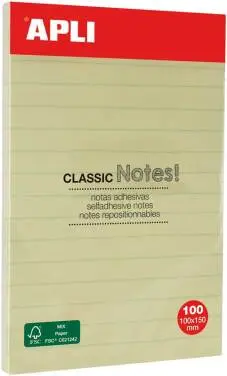Apli Notes Classic Gelijnd 150X100 Geel 