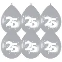 Ballon 25 Jaar, Zilver (Ø30Cm, 6St)