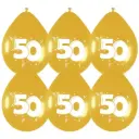 Ballon 50 Jaar, Goud (Ø30Cm, 6St)