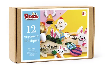 Kids strijkkralenset Perlou paashangers (12 stuks)
