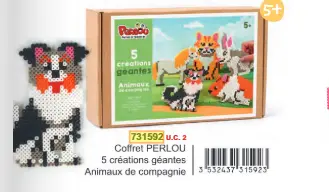 Kids strijkkralenset Perlou dieren (5 creaties) 