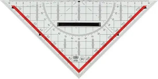 Geodriehoek M+R 20cm plexig transparant met afneembare greep 