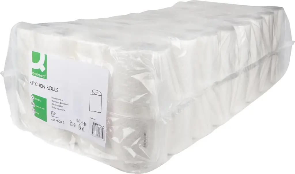 Q-CONNECT keukenrol, 2-laags, 50 vel, pak van 16 x 2 rollen