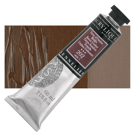 Sennelier - Extra fijne acrylverf - Omber gebrand (202) - 60ml - serie 1
