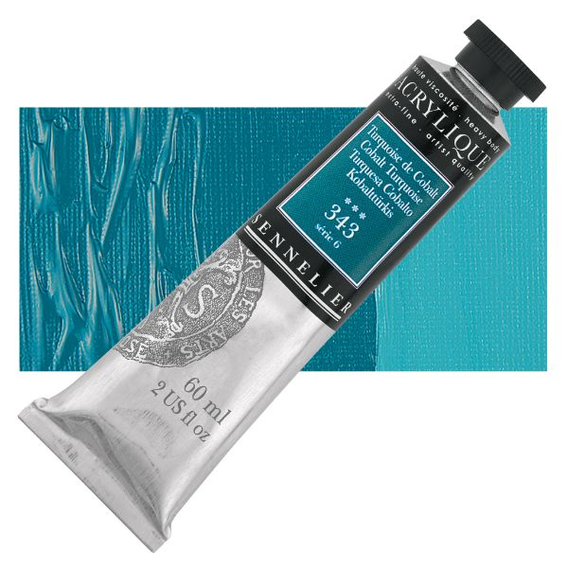Sennelier - Extra fijne acrylverf - Kobalt Turkoois (343) - 60ml - serie 6