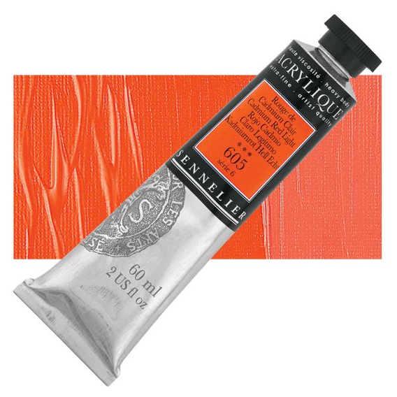 Sennelier - Extra fijne acrylverf - Cadmiumrood licht (605) - 60ml - serie 6