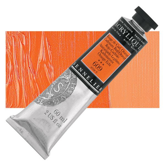 Sennelier - Extra fijne acrylverf - Cadmiumrood-oranje (609) - 60ml - serie 6 