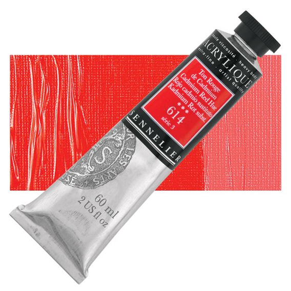 Sennelier - Extra fijne acrylverf - Cadmiumrood-hue (614) - 60ml - serie 3  