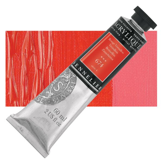 Sennelier - Extra fijne acrylverf - Vermiljoen (674) - 60ml - serie 4  