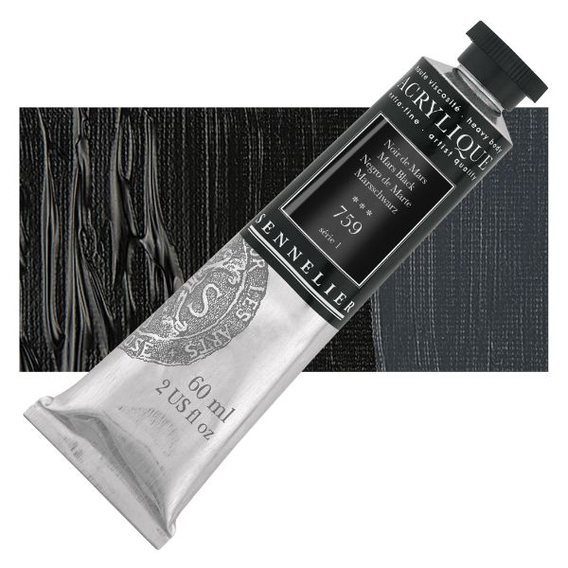 Sennelier - Extra fijne acrylverf - Marszwart (759) - 60ml - serie 1