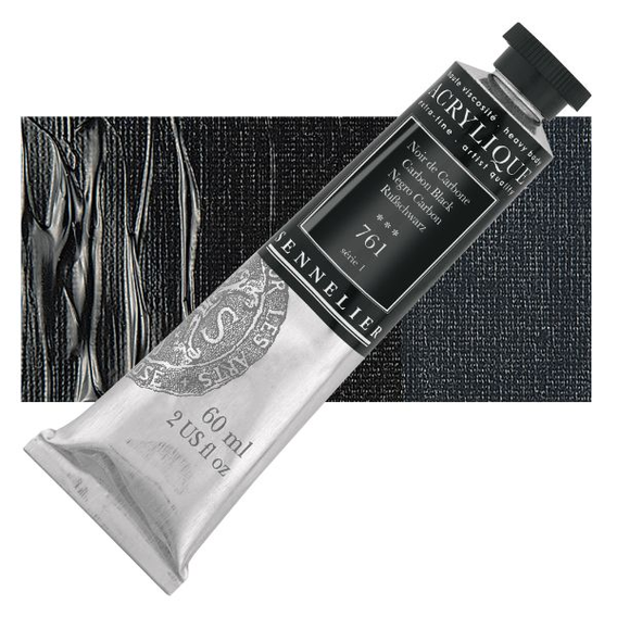 Sennelier - Extra fijne acrylverf - Koolstofzwart (761) - 60ml - serie 1